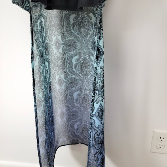 Maurice's Blue & Black Paisley Gradient Ombre Boho Maxi Dress - Picture 8 of 12